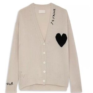 Zadig & Voltaire Mirka Cashmere Heart Cardigan Sweater Small